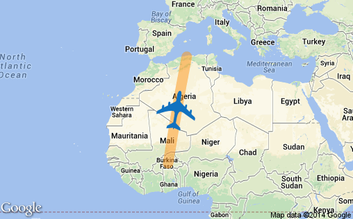  Air Algerie AH5017 has lost contact with Air Traffic Control after leaving Burkina Faso