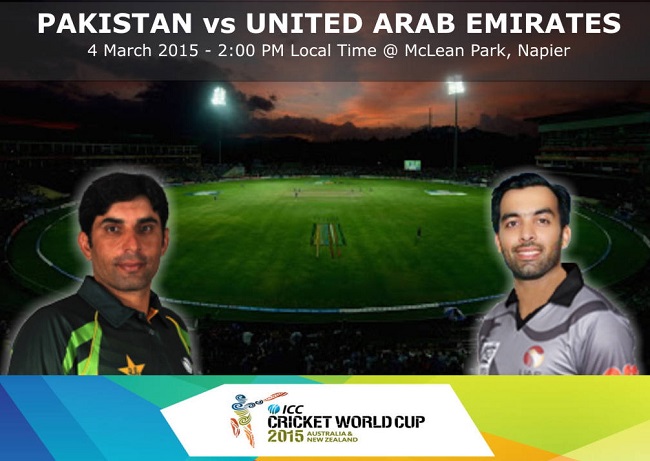 PTV Sports live cricket streaming Pakistan vs UAE world cup 2015