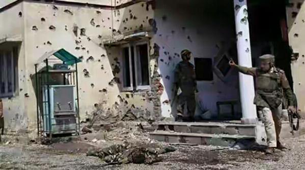 Gurdaspur Terror attach: Police Station Wall   of Dinanagar after terror attack 