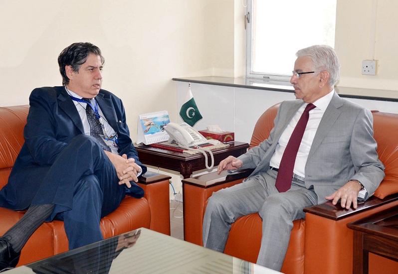AMBASSADOR OF ITALY TO PAKISTAN, MR. STEFANO PONTECORVO CALLED ON KHAWAJA MUHAMMAD ASIF, FEDERAL MINISTER FOR WATER &  POWER AND DEFENSE IN ISLAMABAD ON JULY 28, 2016.