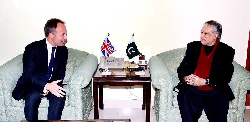 British High Commissioner Thomas Drew called on Finance Minister Senator Muhammad Ishaq Dar in Islamabad on December 31, 2016.