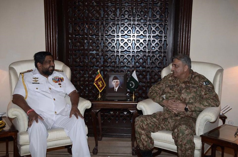 Commander Sri Lanka Navy Vice Admiral RC Wijegunaratne and COAS General Qamar Javed Bajwa
