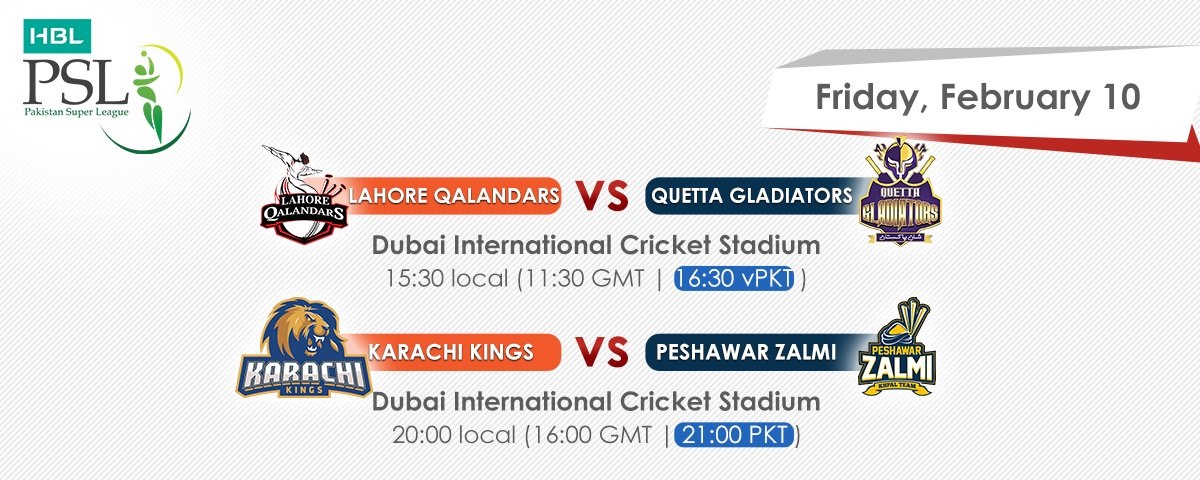 PSL 2017 matches on February 10
