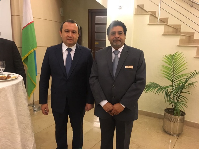 Uzbek Deputy Prime Minister Ulugbek Rozukulov and President Pak-Uzbek Forum Agha Iqrar Haroon